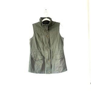 Stitch Fix Dina Be Olive Green Cargo Vest Long Line 100% Cotton Army M NEW